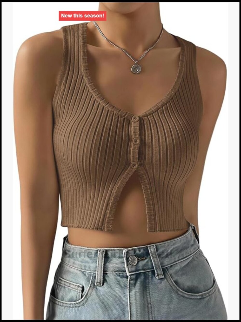 Ribbed Knit Crop Tank Top, Sleeveless Scoop Neck, Summer Stretch Fit